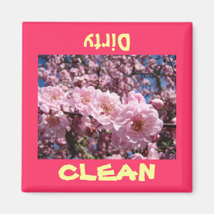 Aimant lave-vaisselle propre sale Fleurs roses