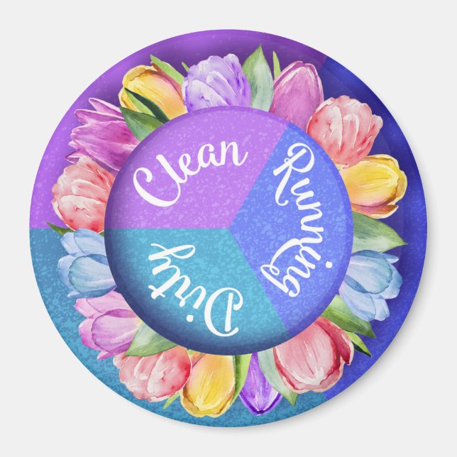 Aimant Lave-vaisselle réversible Tulipes Plaques propres  (Devant)