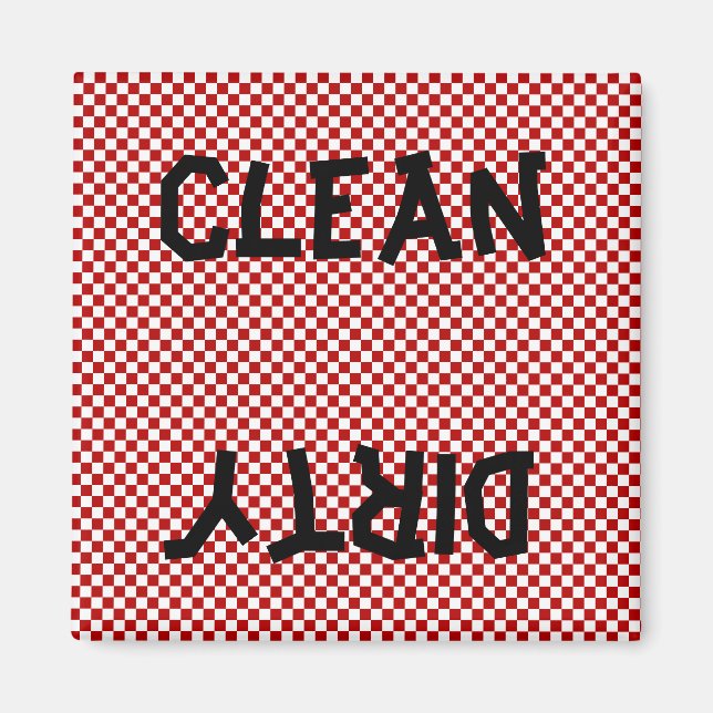 Aimant Lave-vaisselle rouge noir (Devant)