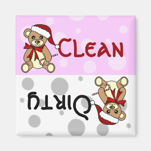 Aimant Lave-vaisselle sale propre mignon d'ours de