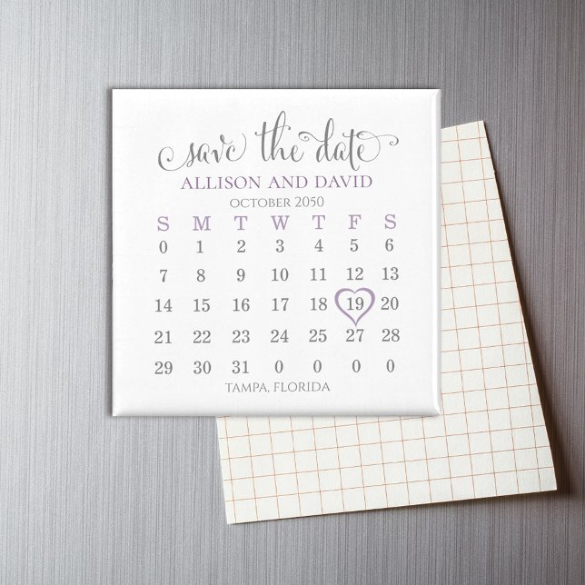 Aimant Lavender 5 lignes Calendrier Enregistrer la date M (Créateur téléchargé)