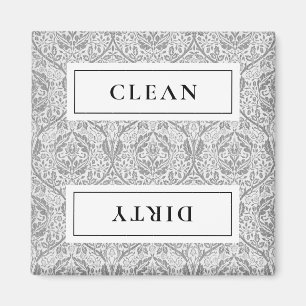 Aimant LAVEUSE SALE Fleurs grises Lave-vaisselle