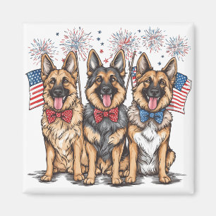 Aimant Le 4 Juillet Chiens De Berger Allemands