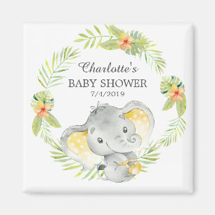 Aimant Le Baby shower des éléphants de la jungle privil