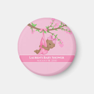 Aimant Le Baby shower rose mignon de la fille afro-améric