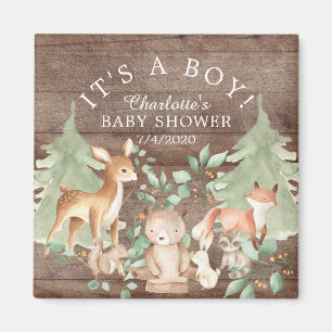 Aimant Le Baby shower Rustique Des Animaux De Bois Privil