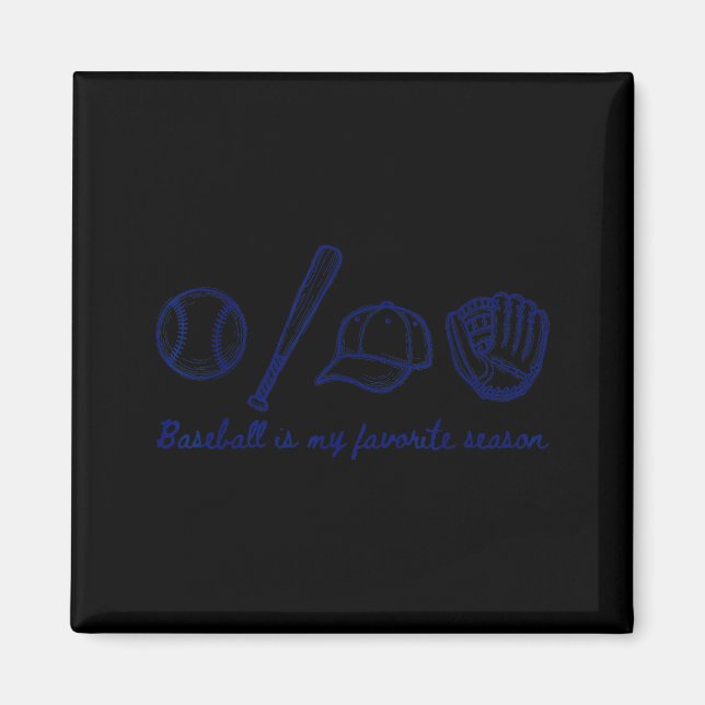 Aimant Le baseball est ma saison préférée Sports Minimali (Devant)