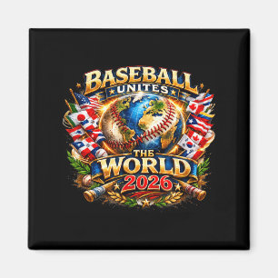 Aimant Le baseball unit le monde graphique de fan mondial