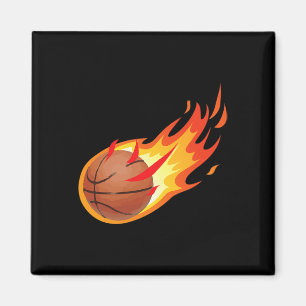 Aimant Le Basket-Ball Feu Est Feu Et Fait Des Jeux