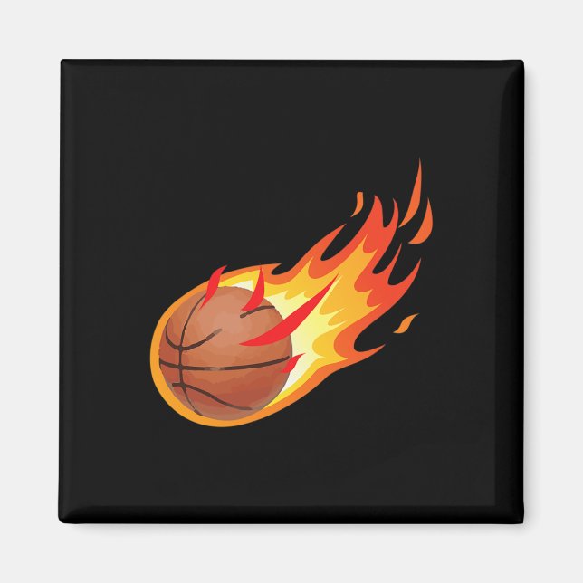 Aimant Le Basket-Ball Feu Est Feu Et Fait Des Jeux (Devant)