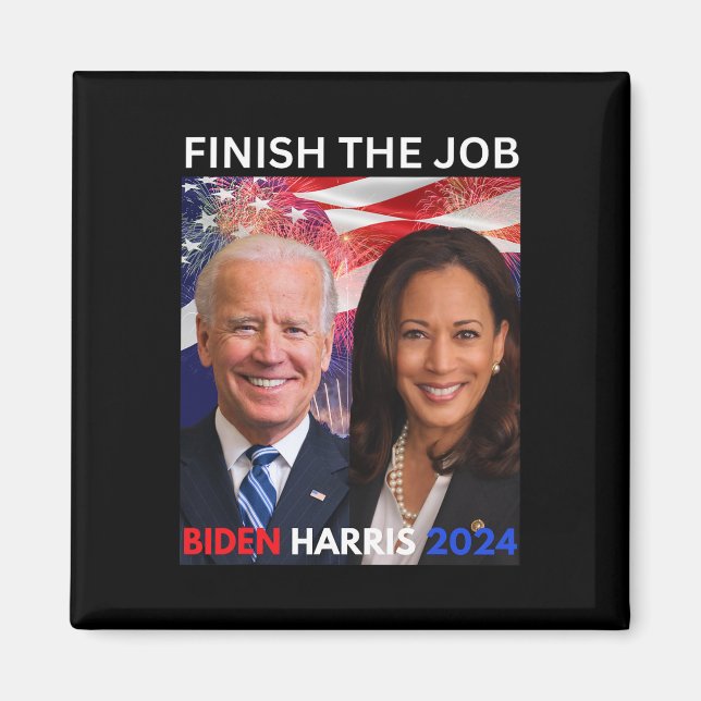 Aimant Le biden de l'emploi Harris 2024 Démocrates-Tee Po (Devant)