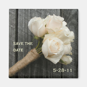 Aimant Le bouquet et le Barnwood de rose blanc font