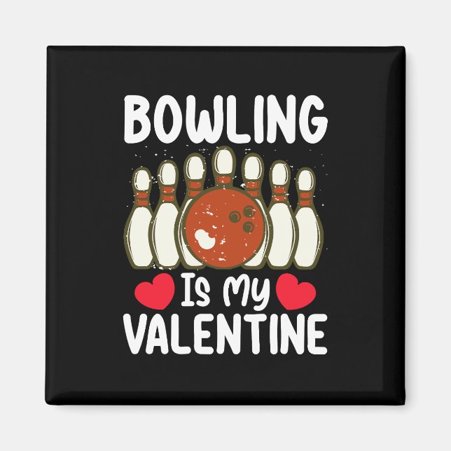 Aimant Le Bowling Est Mon Cœur Amour De La Saint Valentin (Devant)