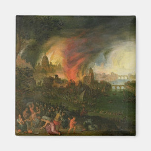 Aimant Le Burning de Troie (huile sur le cuivre)