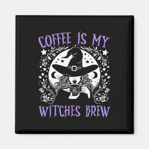 Aimant Le café est mes sorcières Brew Retro Halloween sor