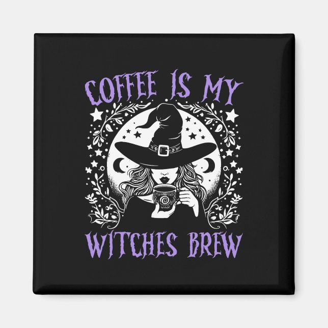 Aimant Le café est mes sorcières Brew Retro Halloween sor (Devant)