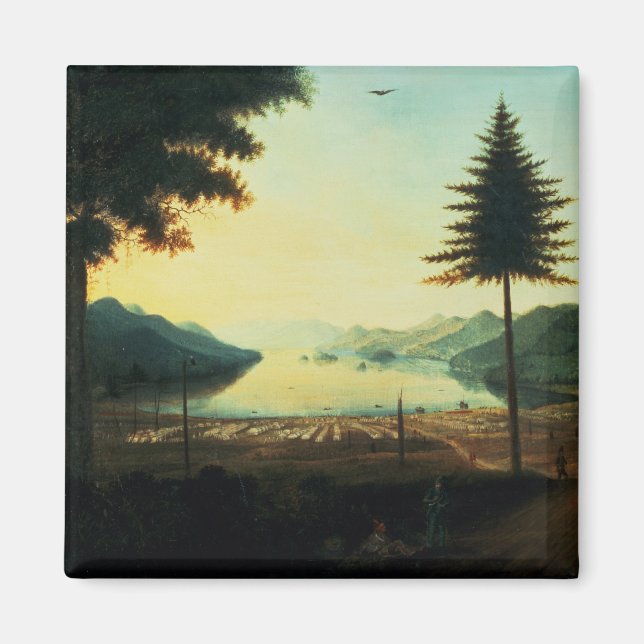 Aimant Le campement au lac George, New York, 1759 (pétrol (Devant)