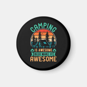 Aimant Le camping est génial, la bière le rend encore mei
