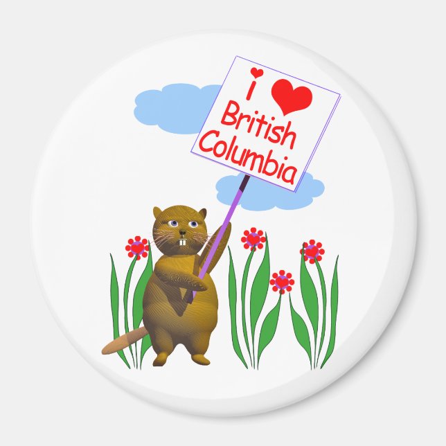 Aimant Le castor canadien aime la Colombie-Britannique (Devant)