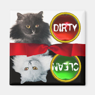 AIMANT LE CAT NOIR ET BLANC SALE NETTOIENT