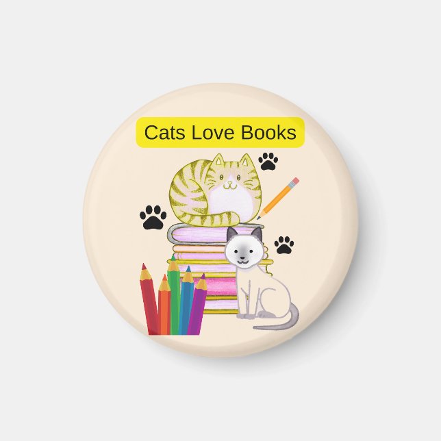 Aimant Le chat aime les livres (Devant)