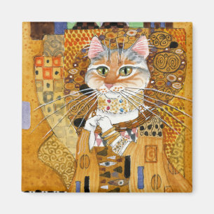 Aimant Le chat de Gustav Klimt en or charrient l'aimant