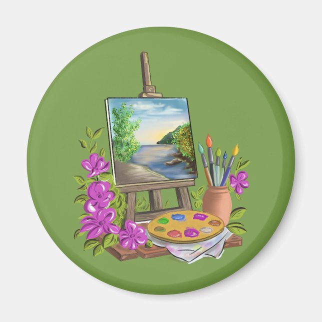 Aimant Le chevalet del'artiste peintre. (Devant)