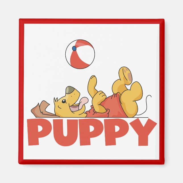 Aimant Le chiot joue des T-shirts et des cadeaux (Devant)