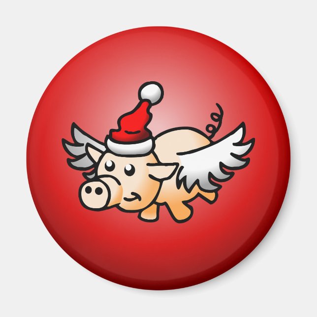 Aimant Le cochon volant de Noël (Devant)