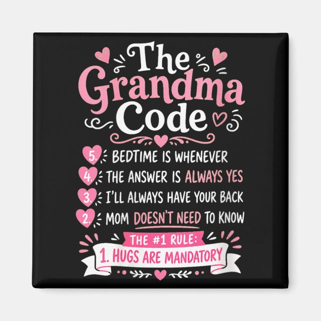 Aimant Le Code de Grand-Mère Drôle Règles de Grand-mère p (Devant)