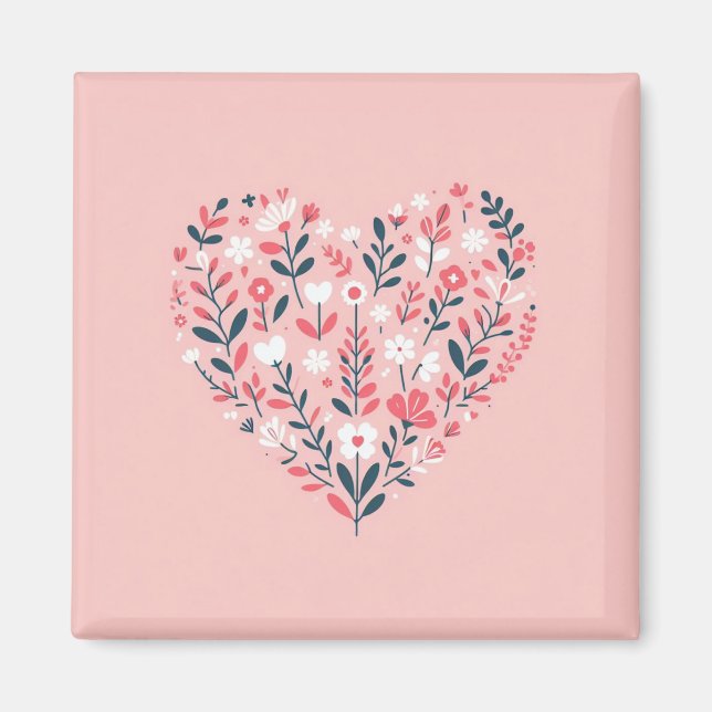 Aimant Le coeur floral de Valentine (Devant)