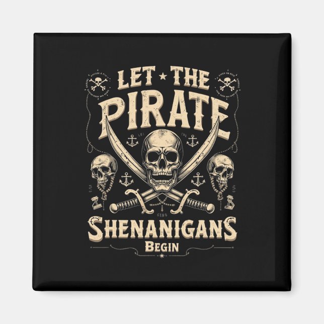Aimant Le crâne d'Halloween laisse les shenanigans pirate (Devant)