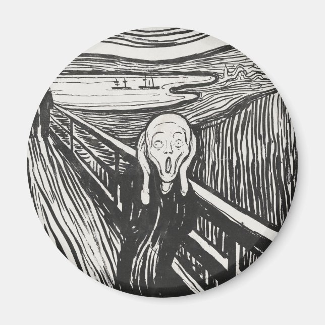 Aimant Le Cri d'Edvard Munch Noir et Blanc (Devant)