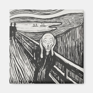 Aimant Le cri d'Edvard Munch noir et blanc