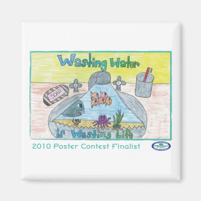 Aimant Le déversement d'eau est une perte de vie (Devant)