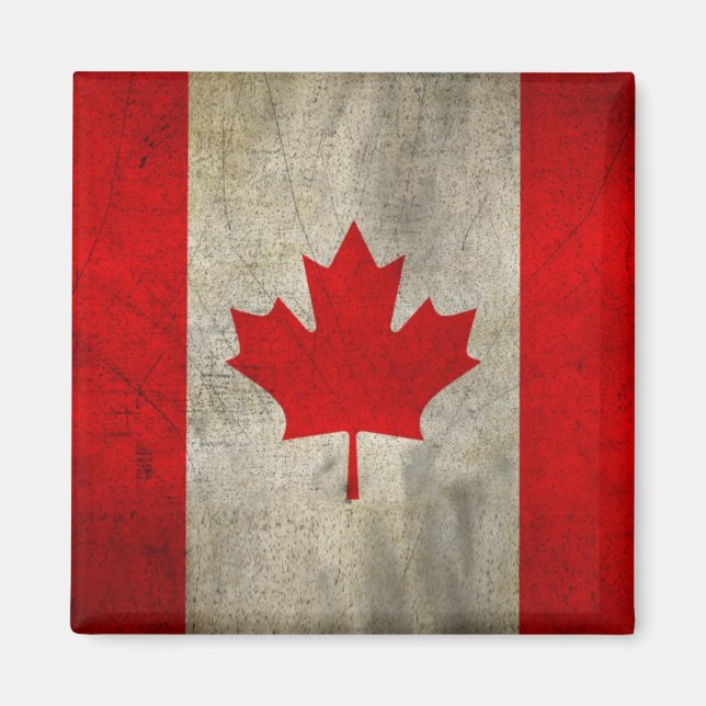 Aimant Le drapeau du Canada à Grunge (Devant)