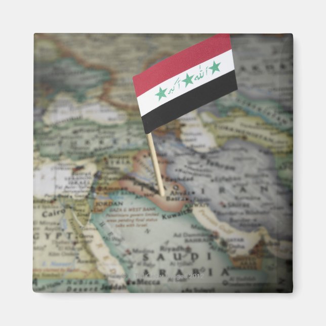 Aimant Le drapeau irakien sur la carte (Devant)