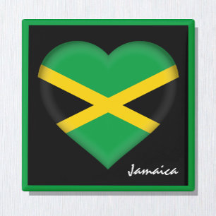Aimant Le drapeau jamaïcain et le coeur jamaïcain, vaca