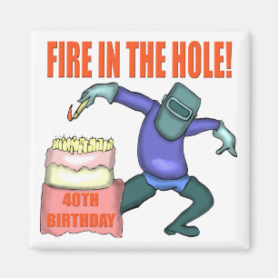 Aimant Le feu dans les quarantième cadeaux d'anniversair