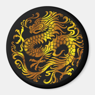 Aimant Le feu d'or : l'engraving d'un dragon