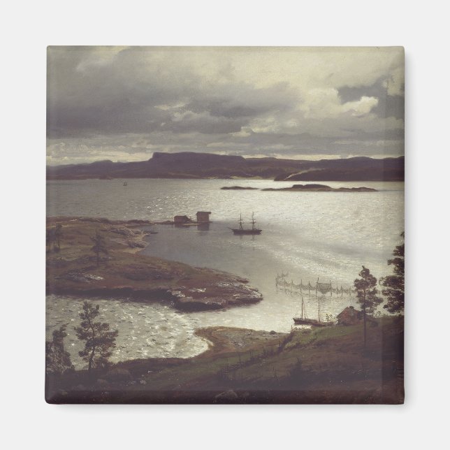 Aimant Le fjord de Sandvik par Hans Gude (Devant)