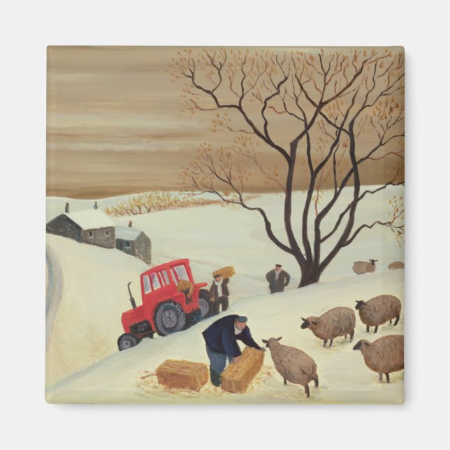 Aimant Le foin au mouton par tracteur (Devant)