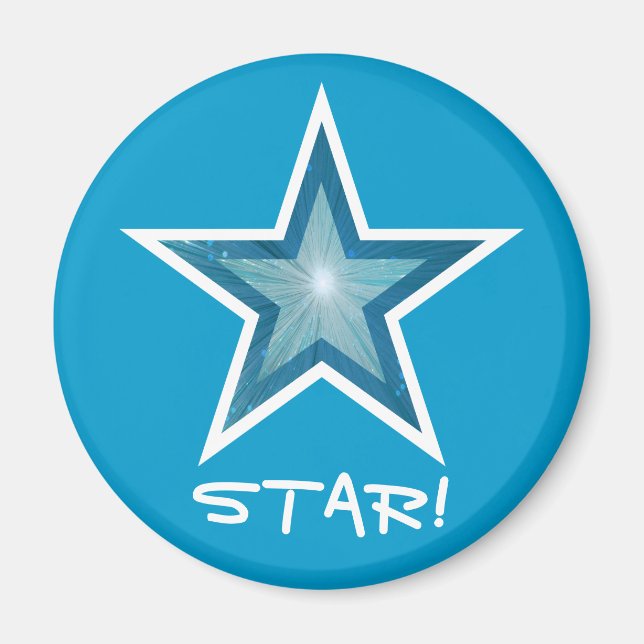 Aimant Le frigo Blue Star 'STAR ! ' bleu magnétique (Devant)