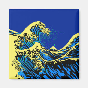 Aimant Le Grand Hokusai Wave de Blue Yellow