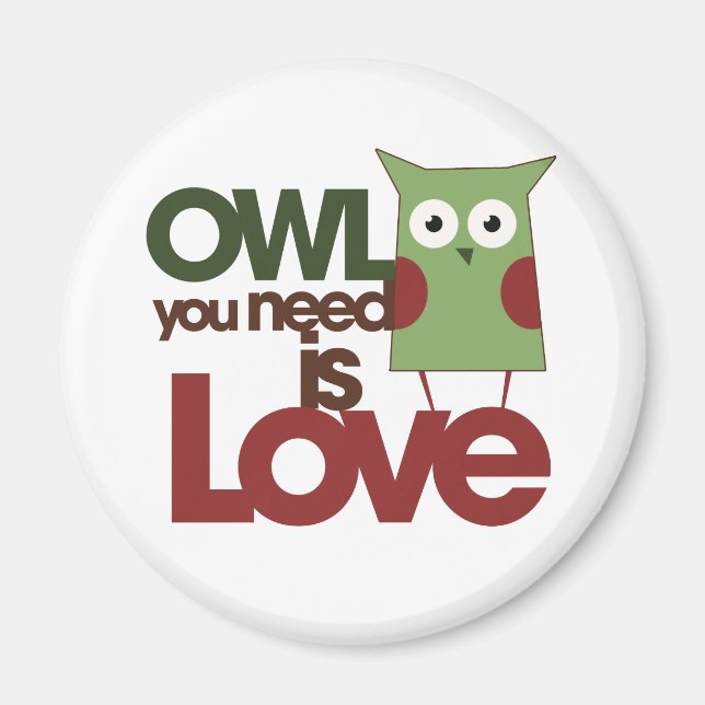 Aimant Le hibou dont tu as besoin est l'amour (Devant)