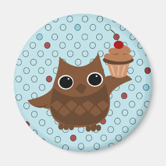 Aimant Le hibou et le cupcake