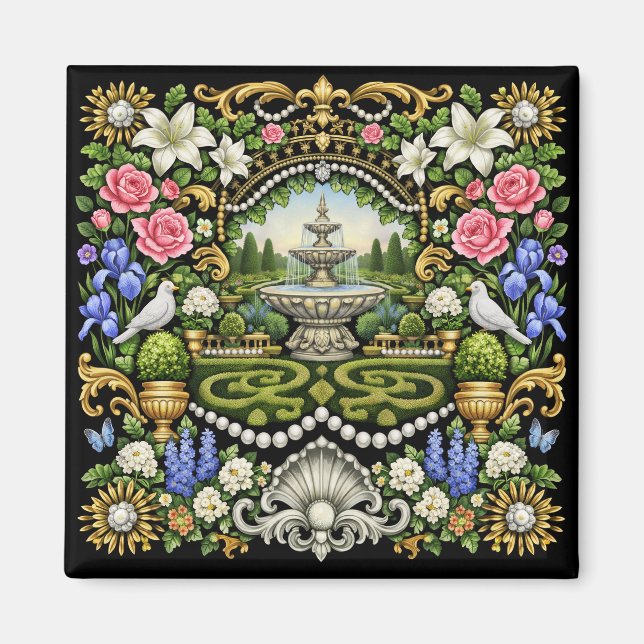 Aimant Le jardin inspiré du Roi Soleil de Versailles  (Devant)