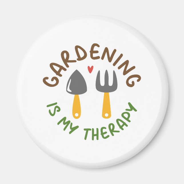 Aimant Le jardinage est ma thérapie (Devant)