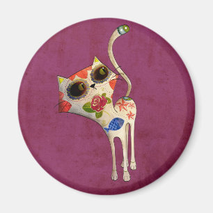 Aimant Le Jour de la mignonne chatte blanche morte