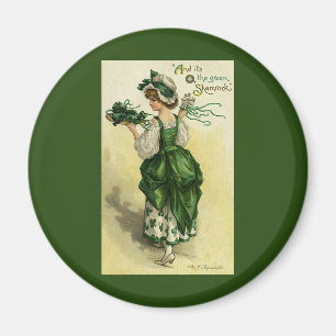 Aimant Le jour vintage de St Patrick, shamrocks verts de